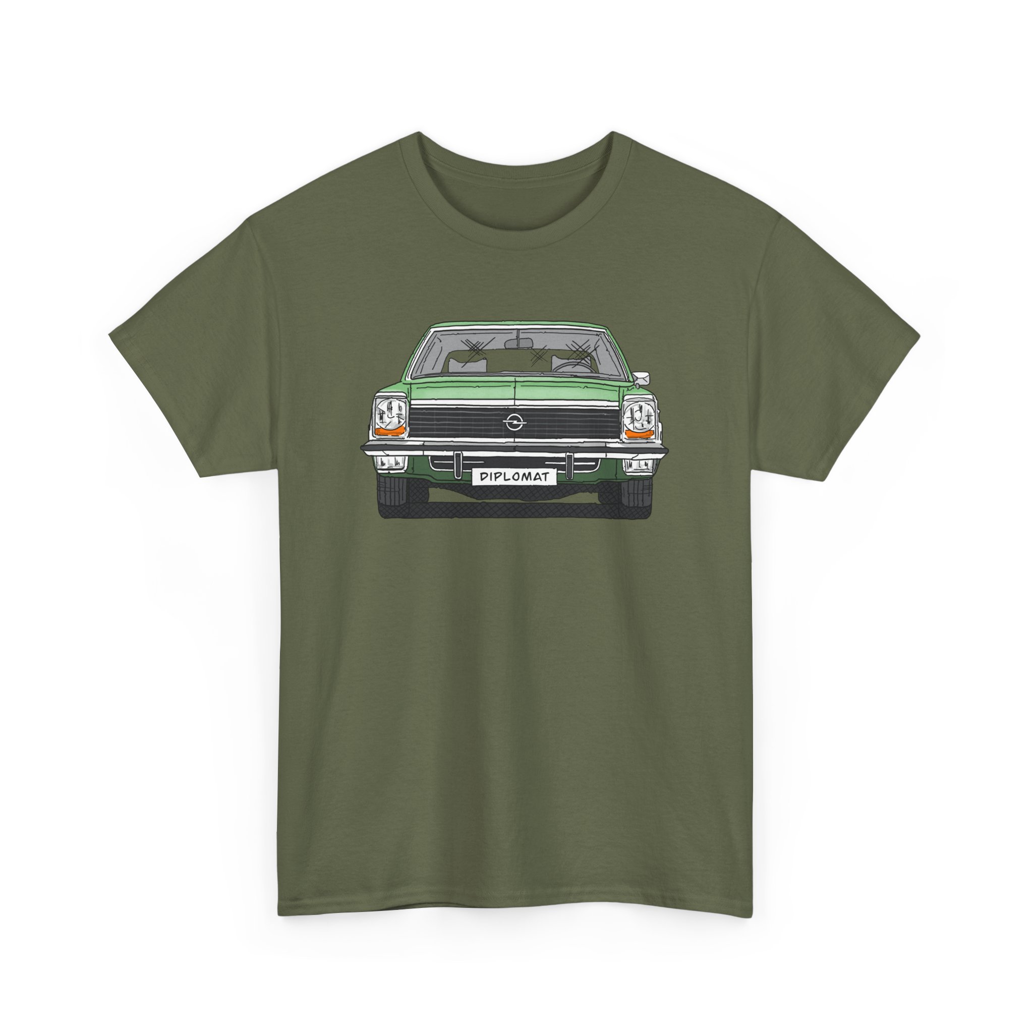 T-Shirt, Opel Diplomat B, Strichzeichnung, Grün, mit Kennzeichen personalisierbar – Bild 59