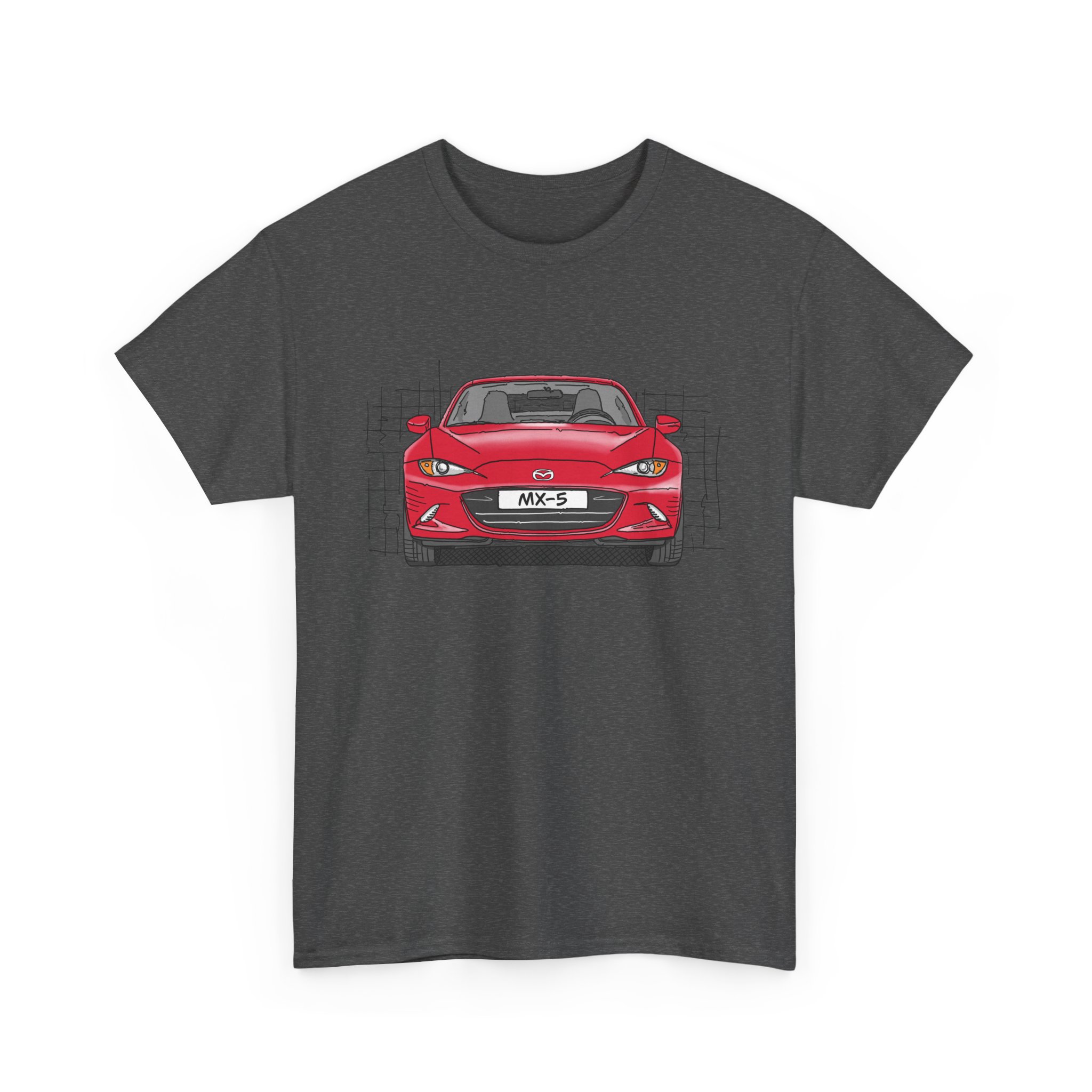 T-Shirt, Mazda MX-5 ND RF, Strichzeichnung, Rot, beidseitig – Bild 7