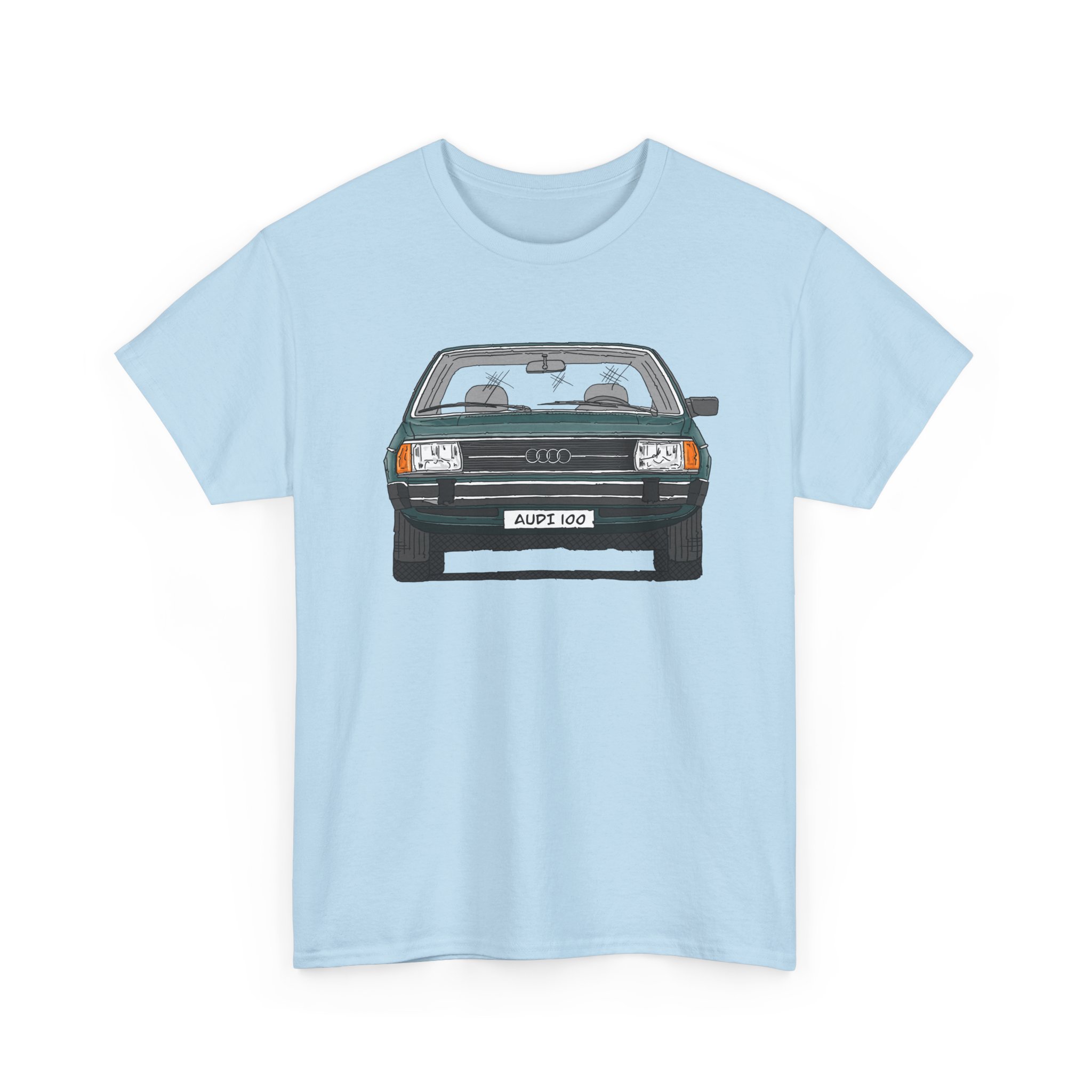 T-Shirt, Audi 100 C2, Strichzeichnung, Dunkelgrün, mit Kennzeichen personalisierbar – Bild 51