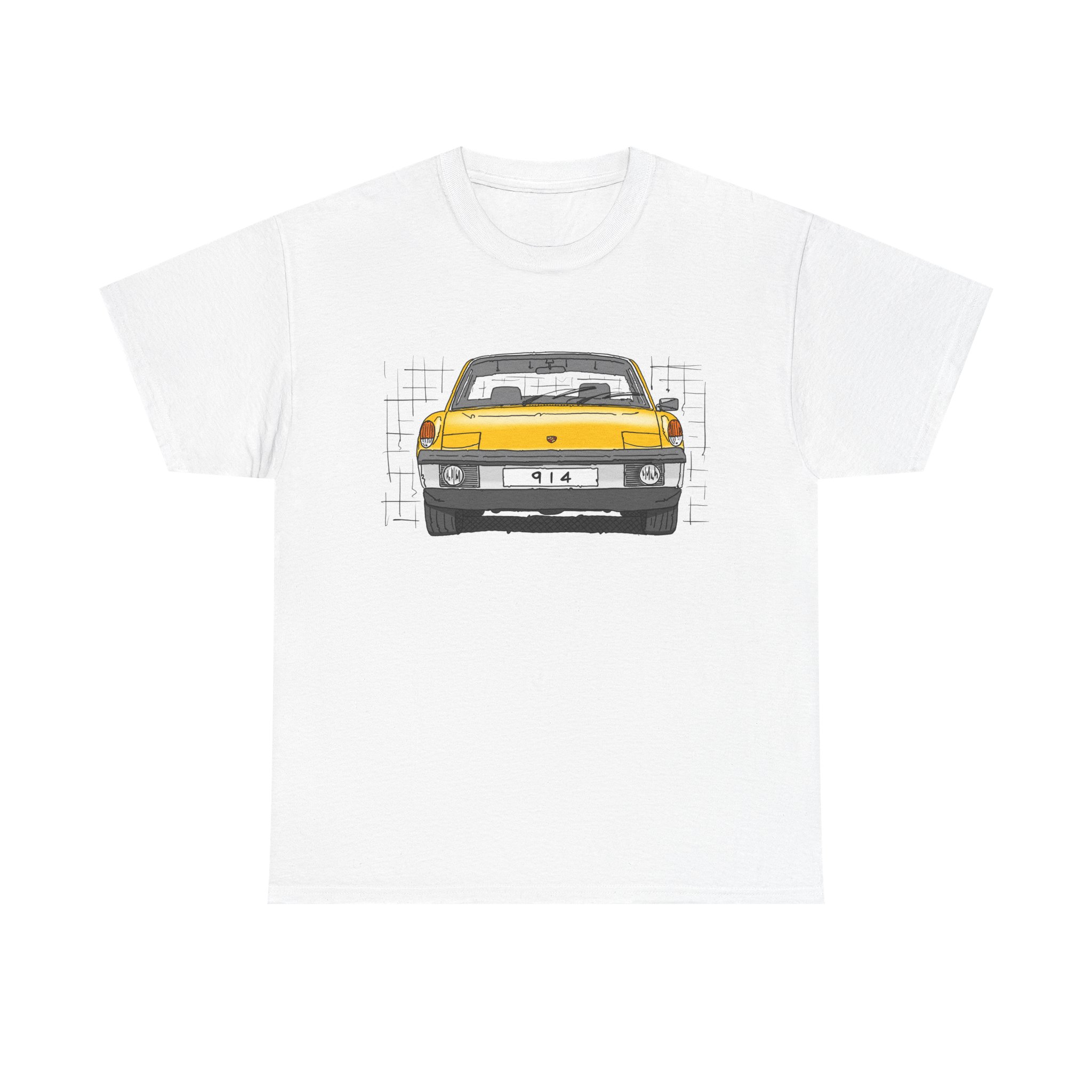 T-Shirt, Porsche 914, VW Porsche, Strichzeichnung, Gelb, personalisierbar – Bild 5