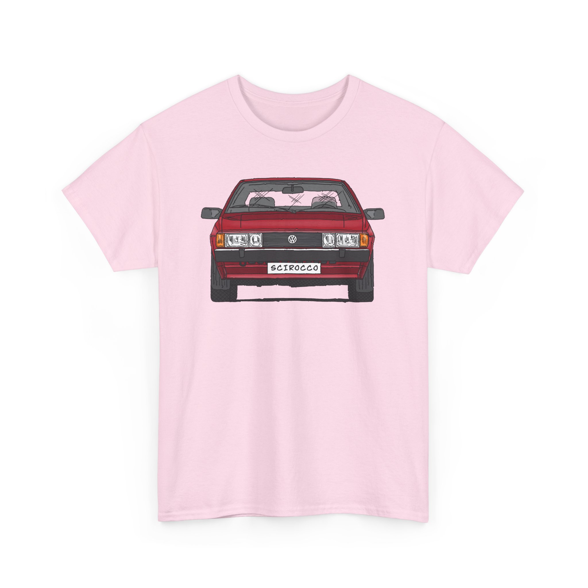 T-Shirt, VW SCIROCCO II, Strichzeichnung, Rot, Wunschkennzeichen möglich – Bild 43