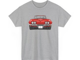 T-Shirt, Chevrolet Corvette C2, Strichzeichnung, Rot, eigenes Kennzeichen möglich
