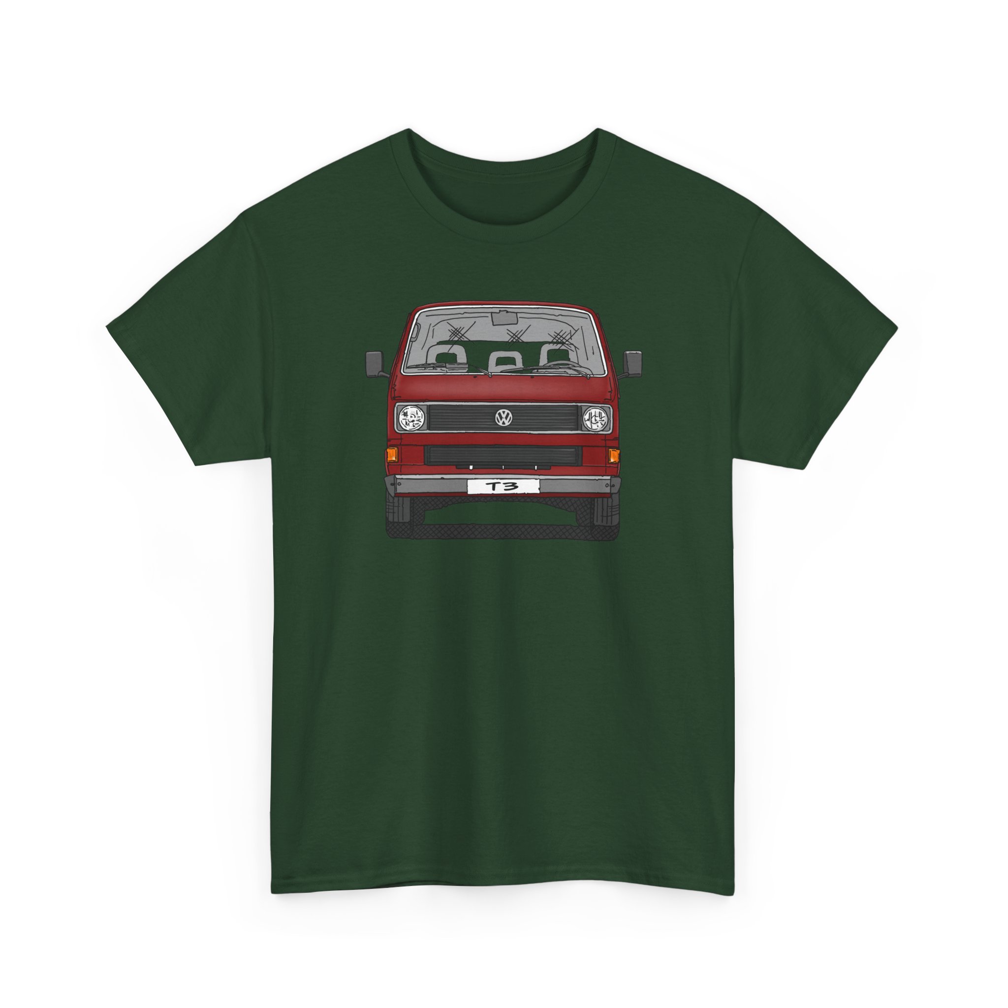 T-Shirt, VW T3, Bulli, VW Bus, Strichzeichnung, Rot, mit Kennzeichen personalisierbar – Bild 10