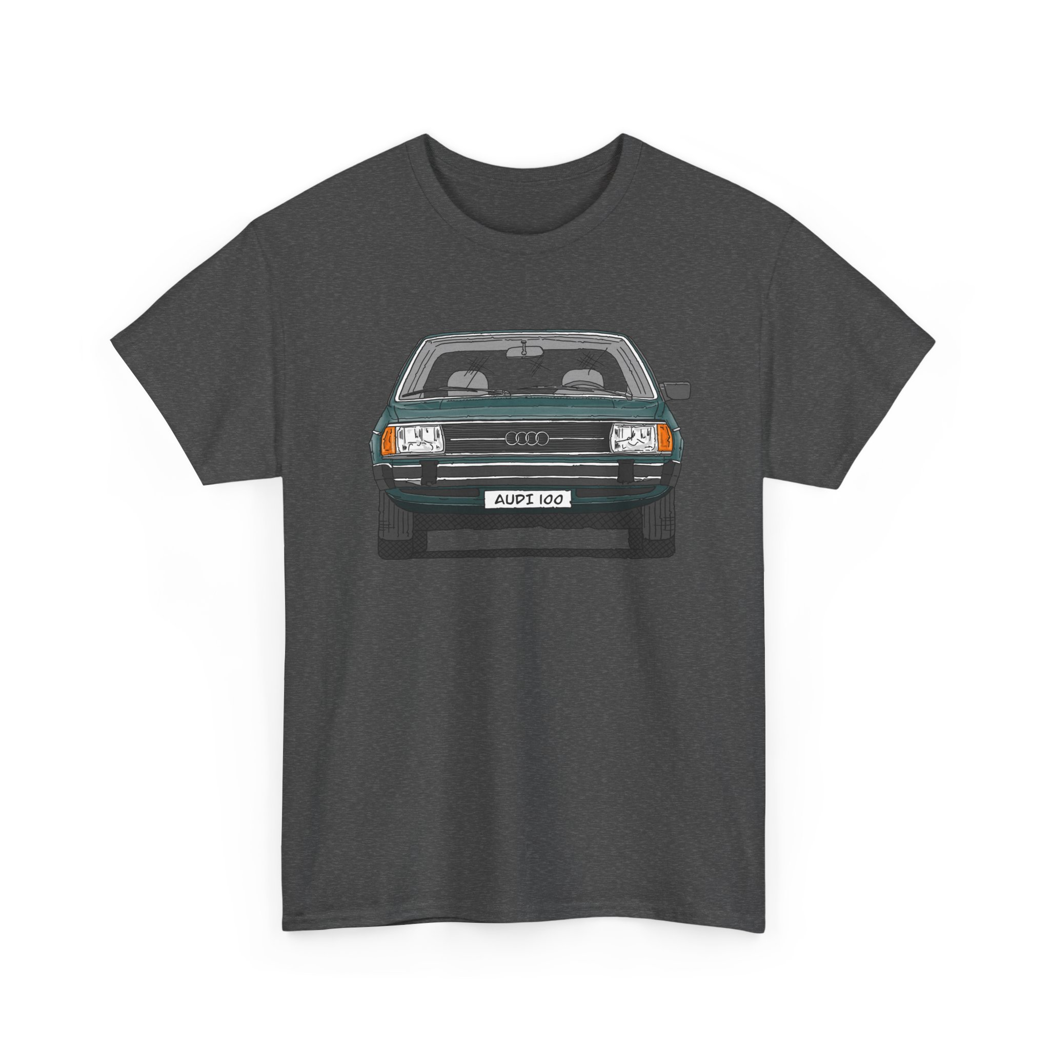 T-Shirt, Audi 100 C2, Strichzeichnung, Dunkelgrün, mit Kennzeichen personalisierbar – Bild 47
