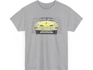 T-Shirt, Karmann Ghia Typ 14, Cabrio, Strichzeichnung, Gelb, personalisierbar