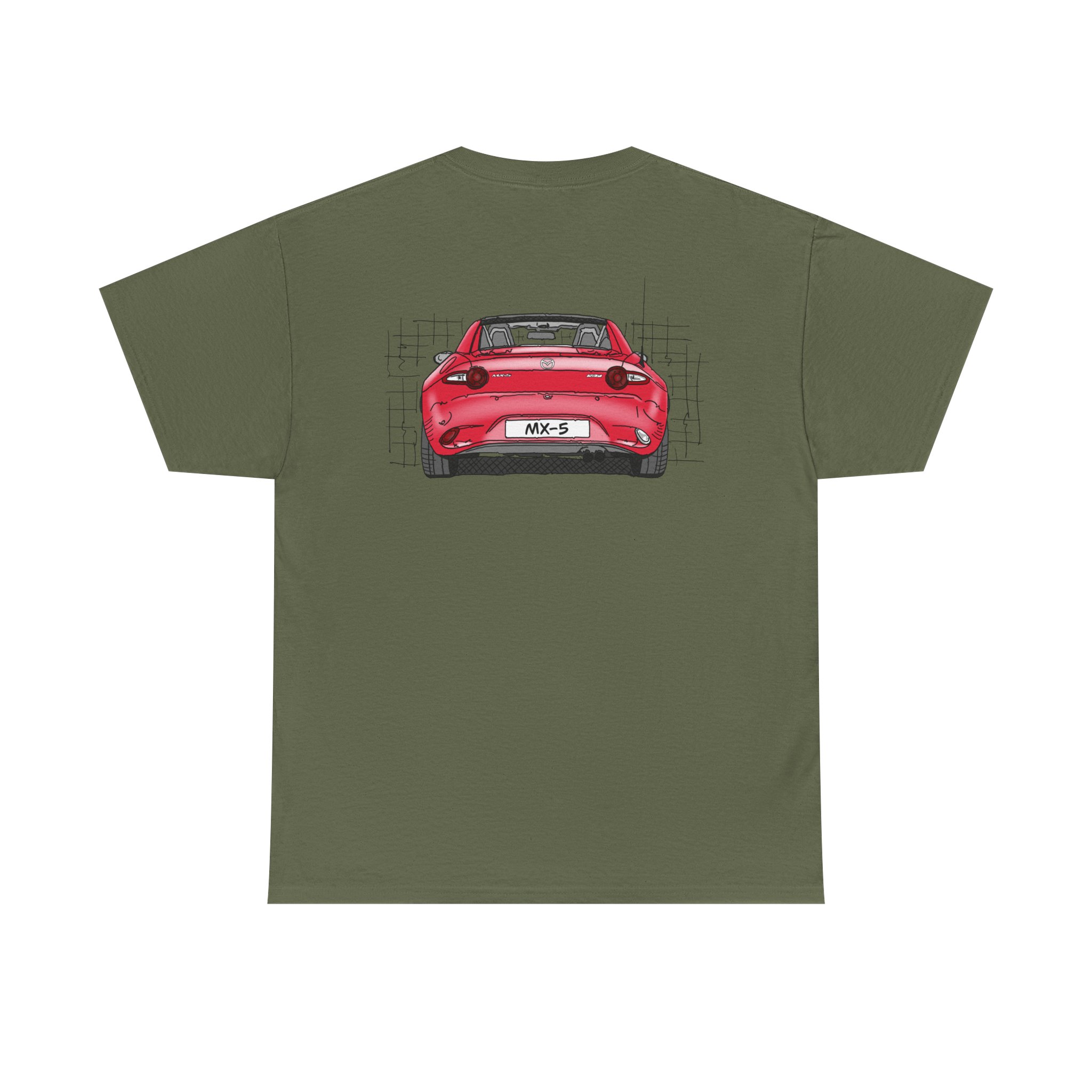T-Shirt, Mazda MX-5 ND RF, Strichzeichnung, Rot, beidseitig – Bild 42