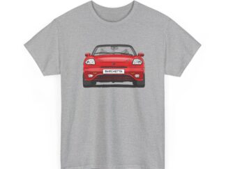 T-Shirt, Fiat Barchetta, Strichzeichnung, Rot, eigenes Kennzeichen möglich
