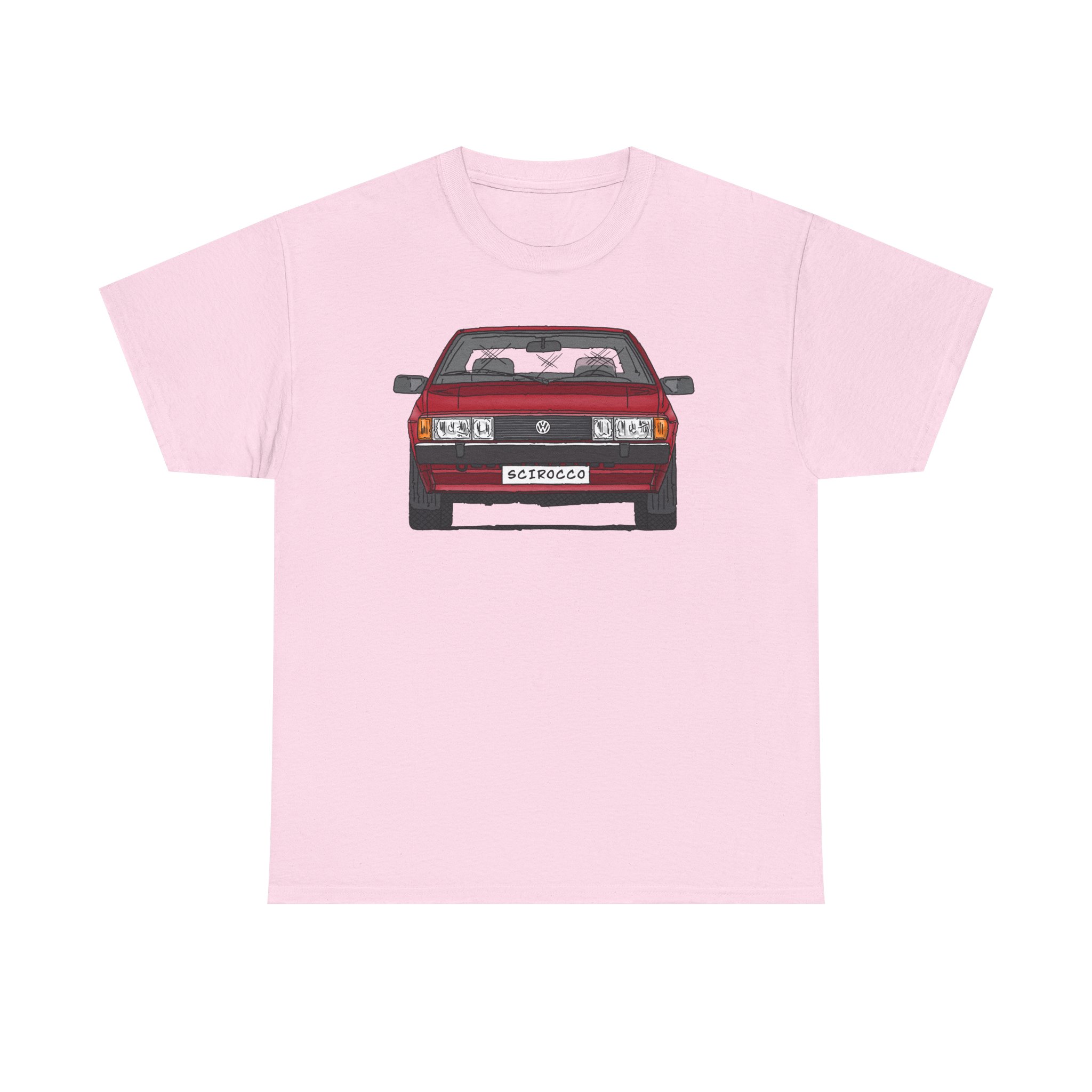 T-Shirt, VW SCIROCCO II, Strichzeichnung, Rot, Wunschkennzeichen möglich – Bild 41