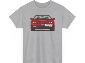 T-Shirt, Alfa Romeo Spider, 916, Strichzeichnung, Rot, personalisierbar mit Kennzeichen