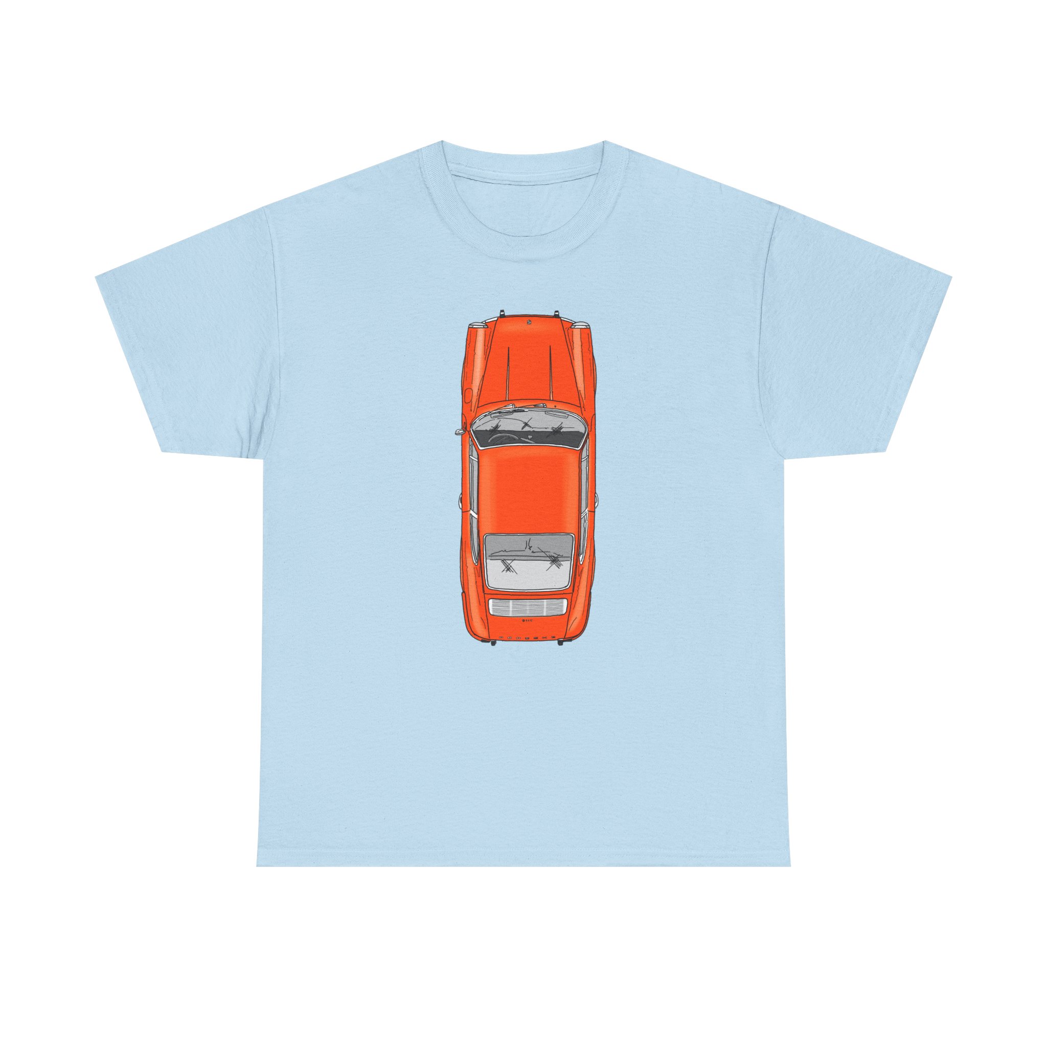 T-Shirt, Porsche 911 Coupé, F-Modell, Ur-Elfer, Top View, Orange – Bild 25