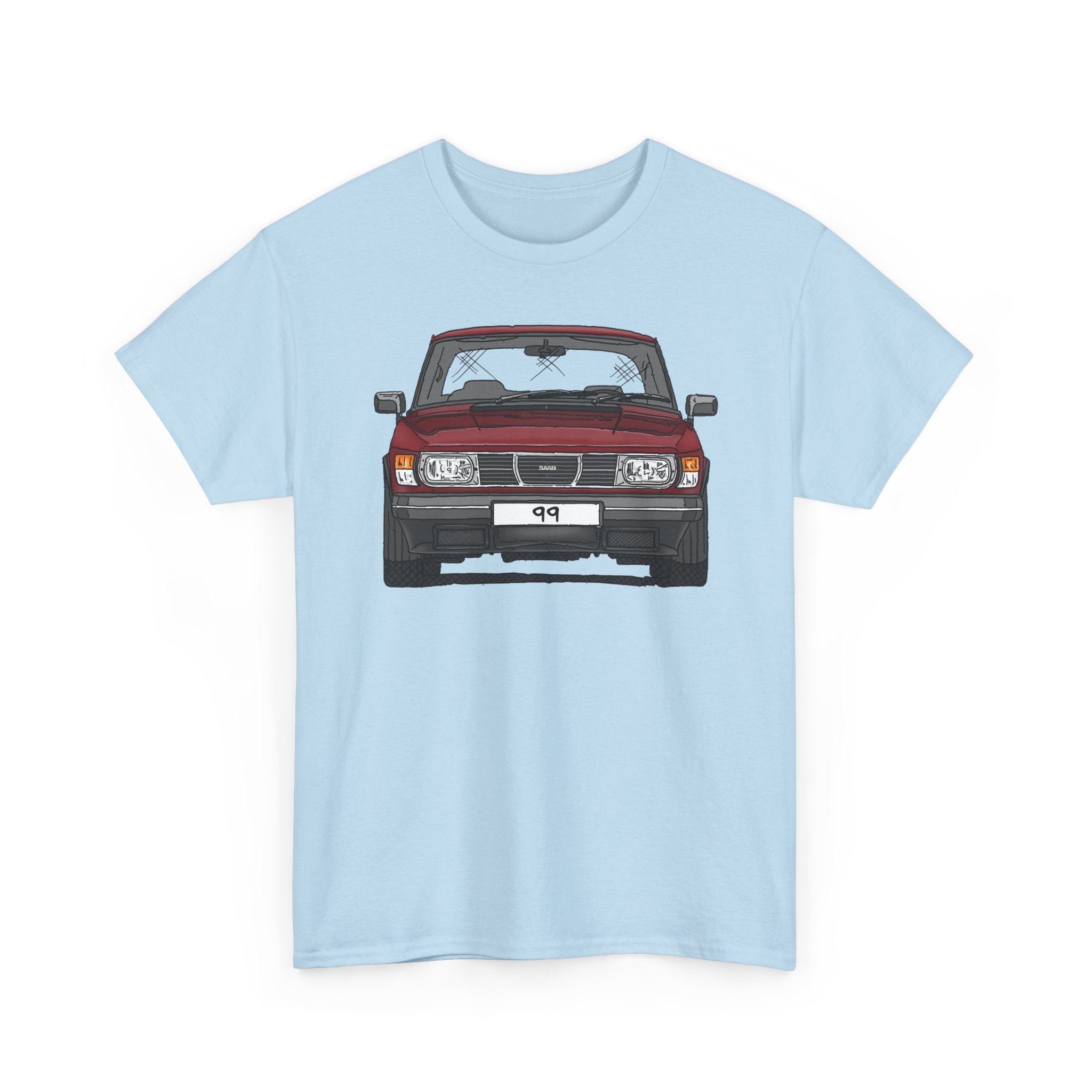 T-Shirt, Saab 99, Strichzeichnung, Rot, eigenes Kennzeichen möglich – Bild 7