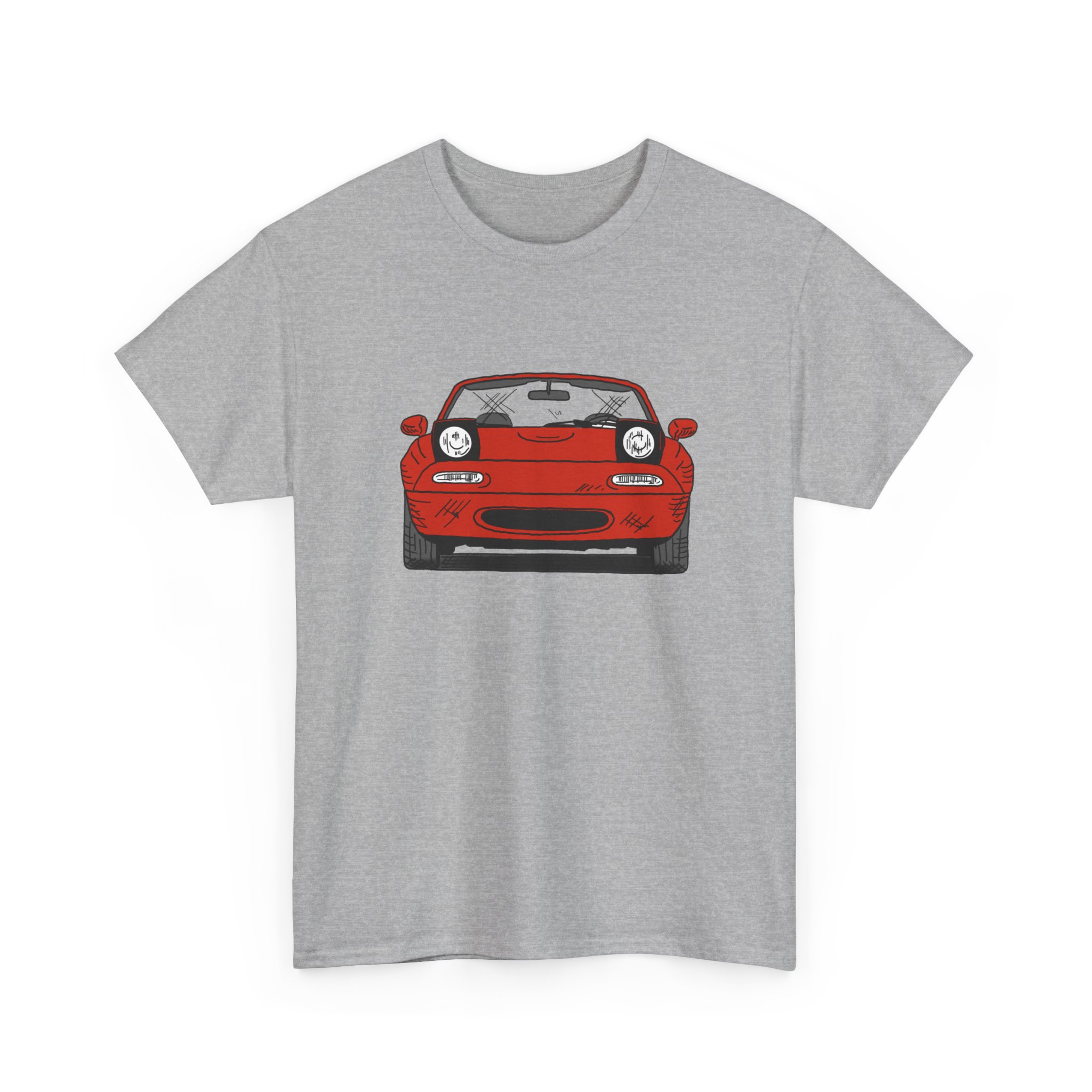 T-Shirt, Mazda MX5 Miata, Strichzeichnung, Rot