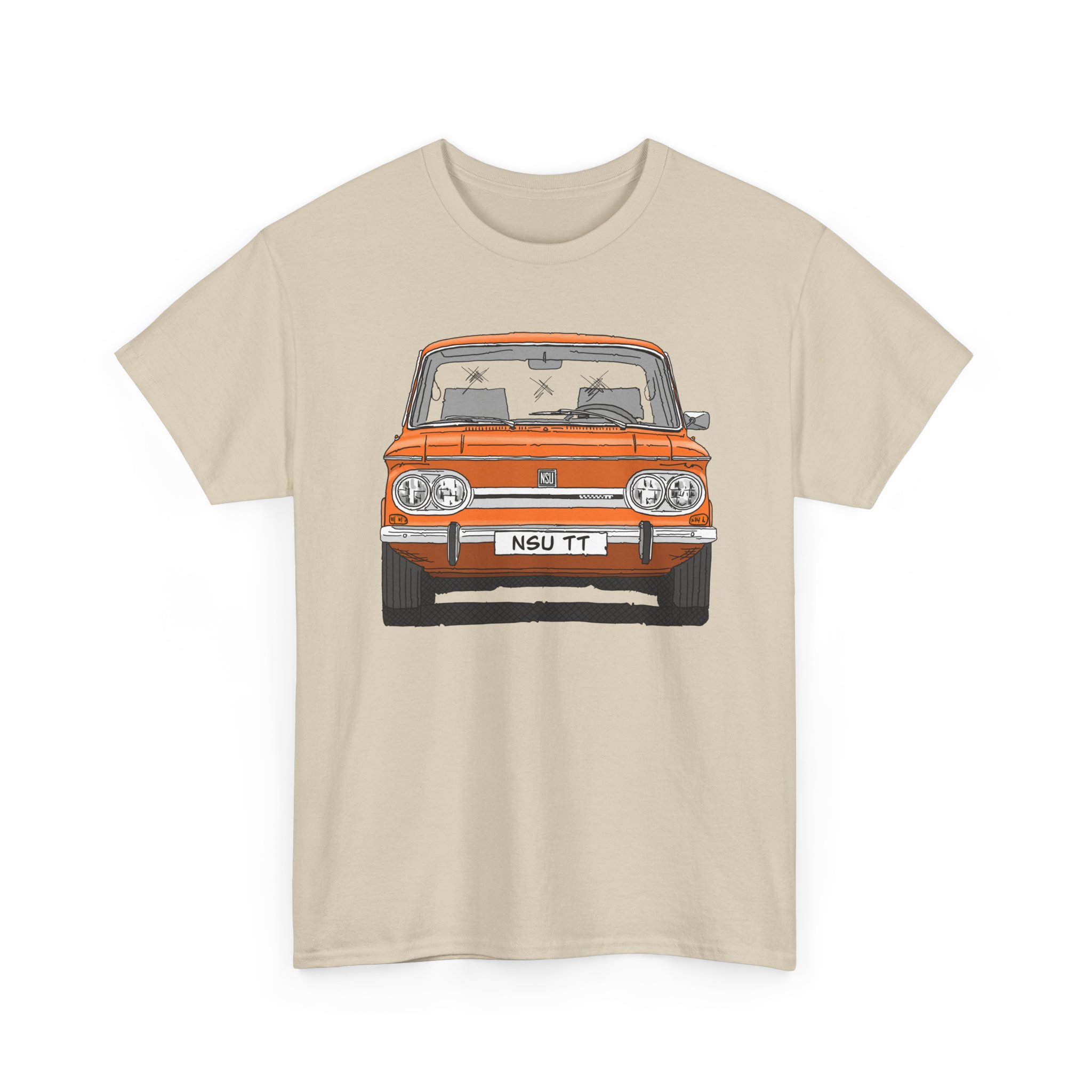 T-Shirt, NSU TT, Strichzeichnung, Orange, mit Kennzeichen personalisierbar – Bild 7
