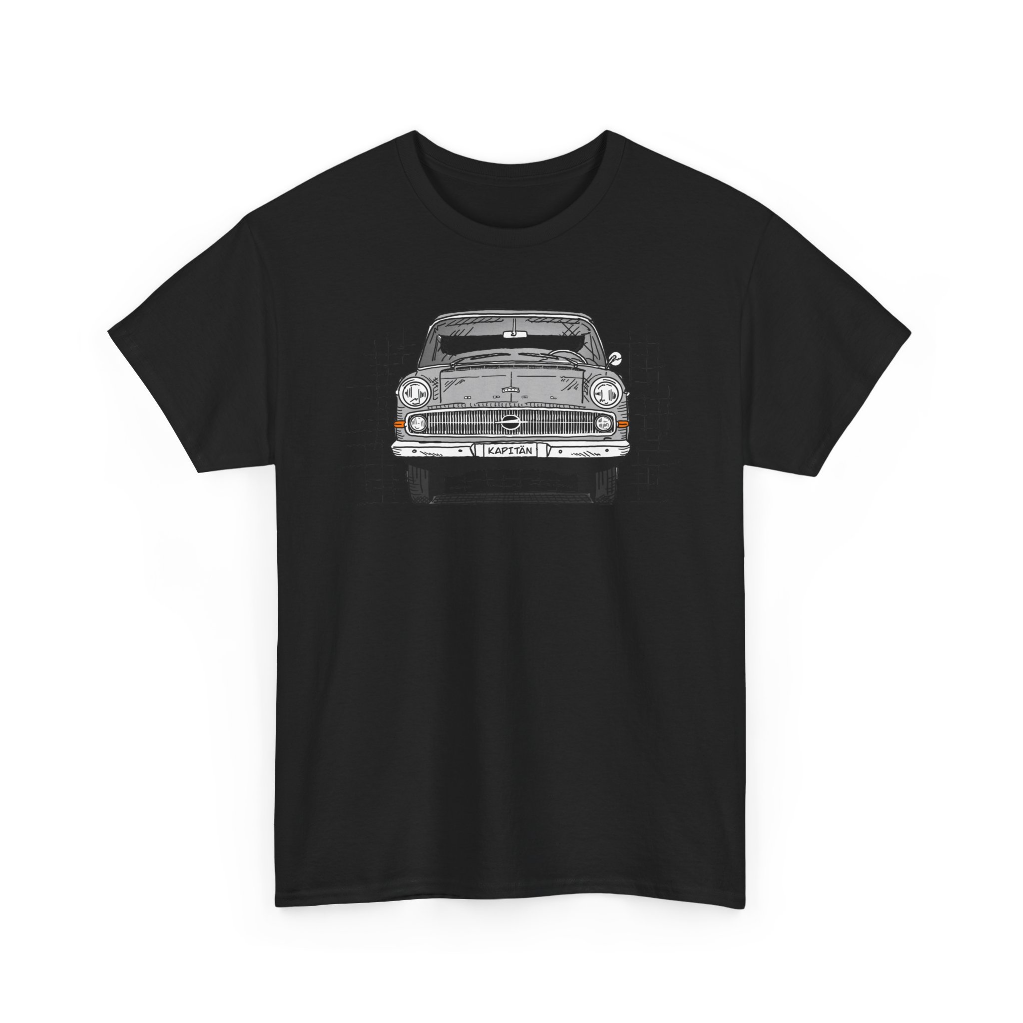 T-Shirt, Opel Kapitän P1, Strichzeichnung, Grau, personalisierbar – Bild 3