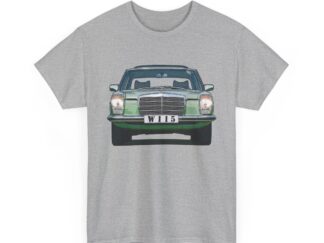 T-Shirt, Mercedes Strich 8, Grün - beidseitig bedruckt, W114 W115 - personalisierbar
