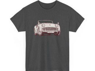 T-Shirt, Triumph TR3A, Aquarell-Style, beidseitig bedruckt, Wunsch-Kennzeichen möglich