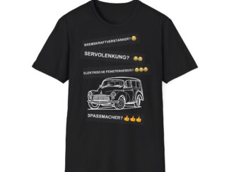 T-Shirt, Morris Minor Traveller, Weiß, Deutscher Text, Spaßmacher