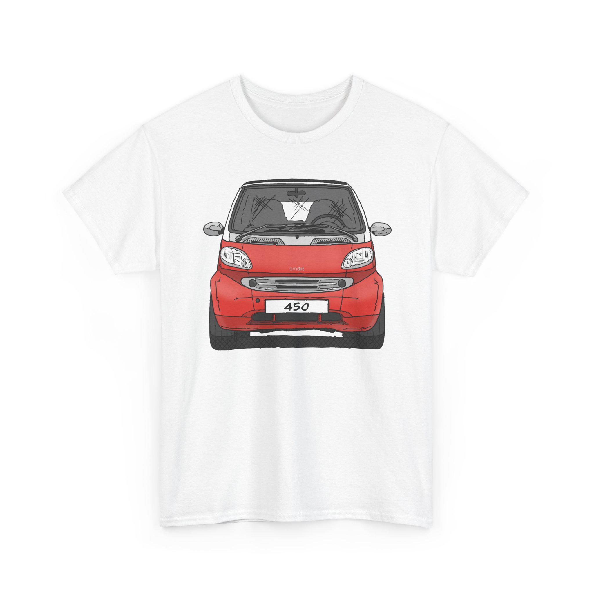 T-Shirt, Smart 450 Pre-FL, Strichzeichnung, Rot, eigenes Kennzeichen möglich – Bild 4