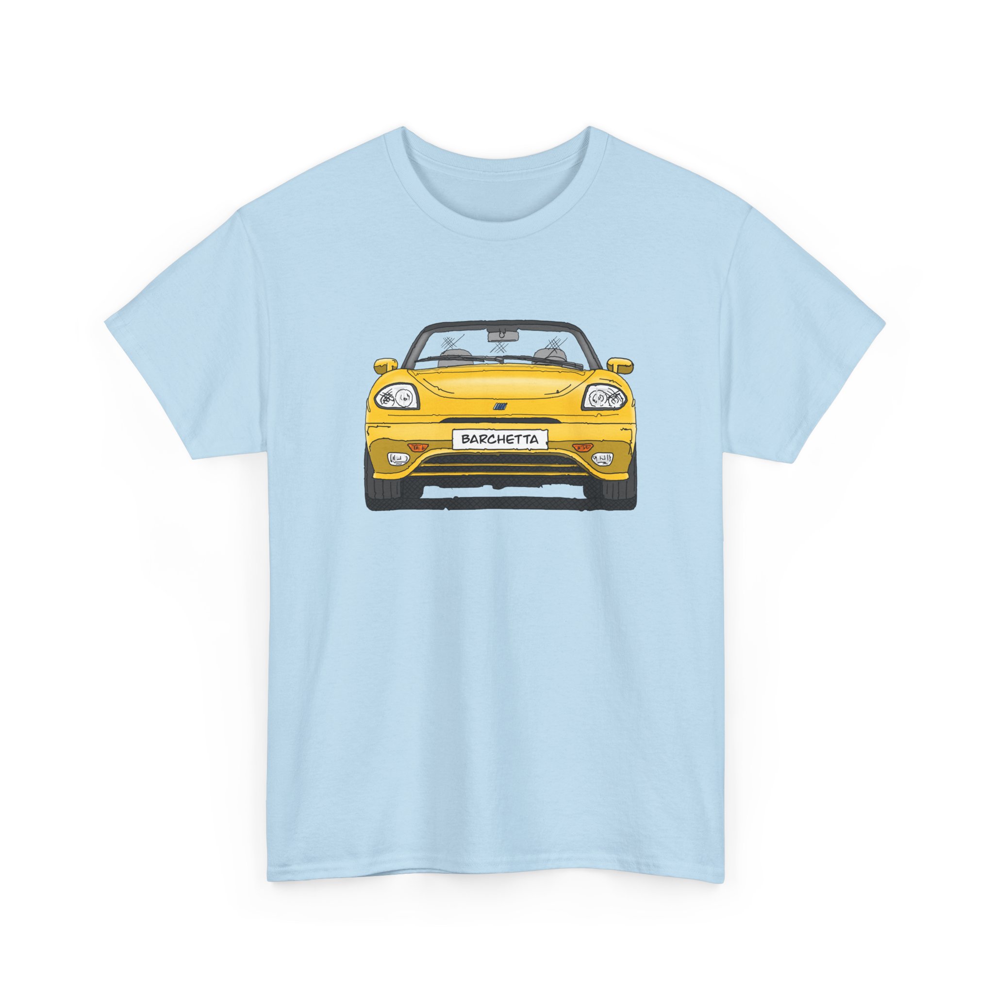 T-Shirt, Fiat Barchetta, Strichzeichnung, Gelb, eigenes Kennzeichen möglich – Bild 7