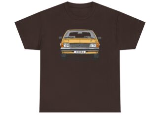T-Shirt, Opel Monza A1, Strichzeichnung, Gelb, mit Kennzeichen personalisierbar