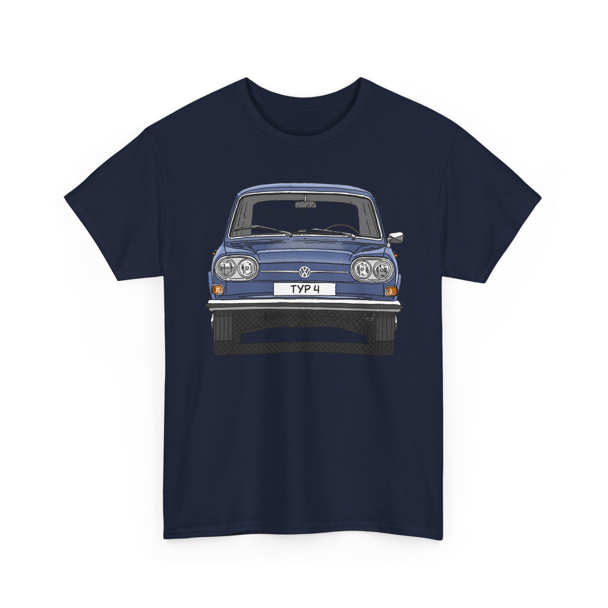 T-Shirt, VW Typ 4, 411, Strichzeichnung, Gemini-Blau, eigenes Kennzeichen möglich – Bild 9