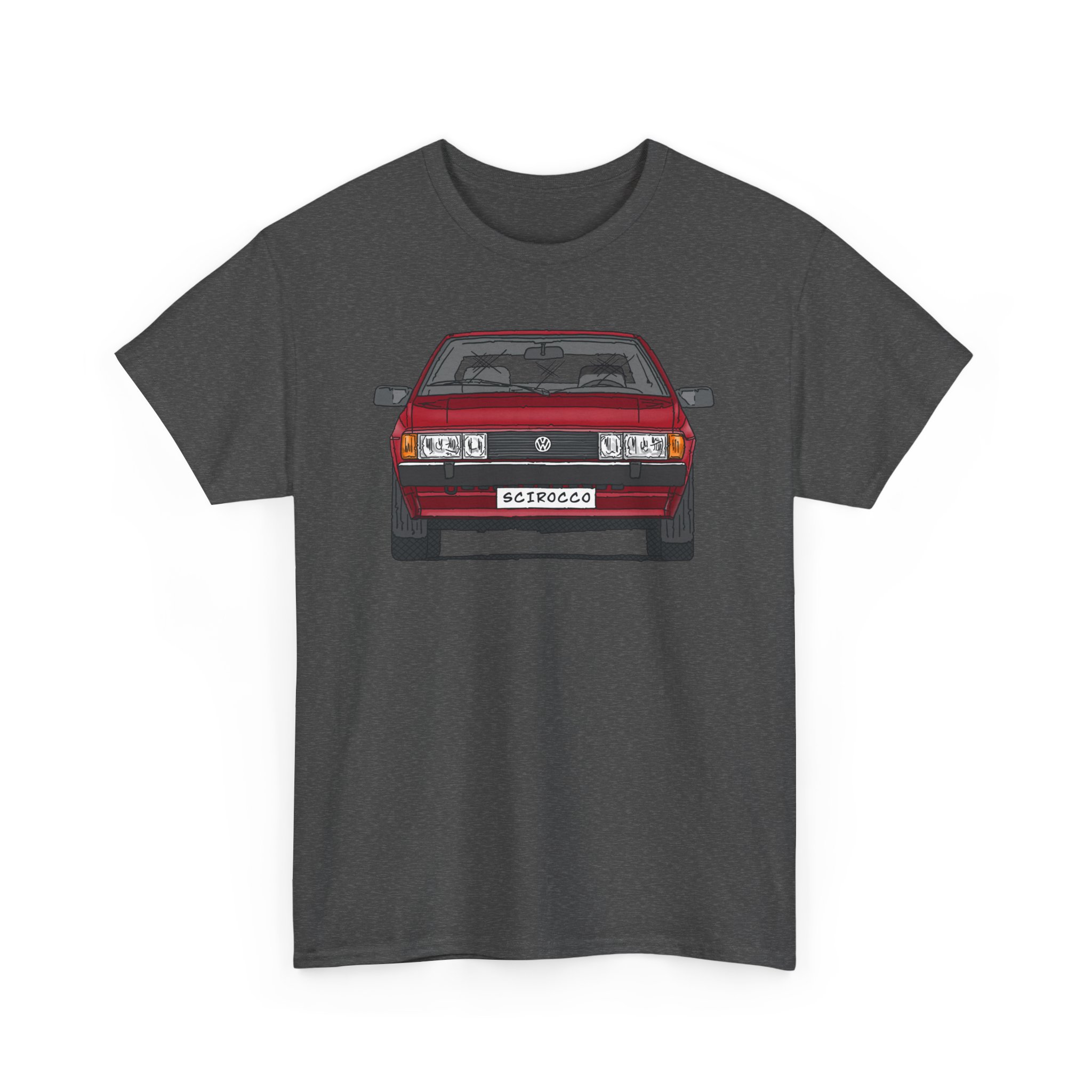 T-Shirt, VW SCIROCCO II, Strichzeichnung, Rot, Wunschkennzeichen möglich – Bild 5