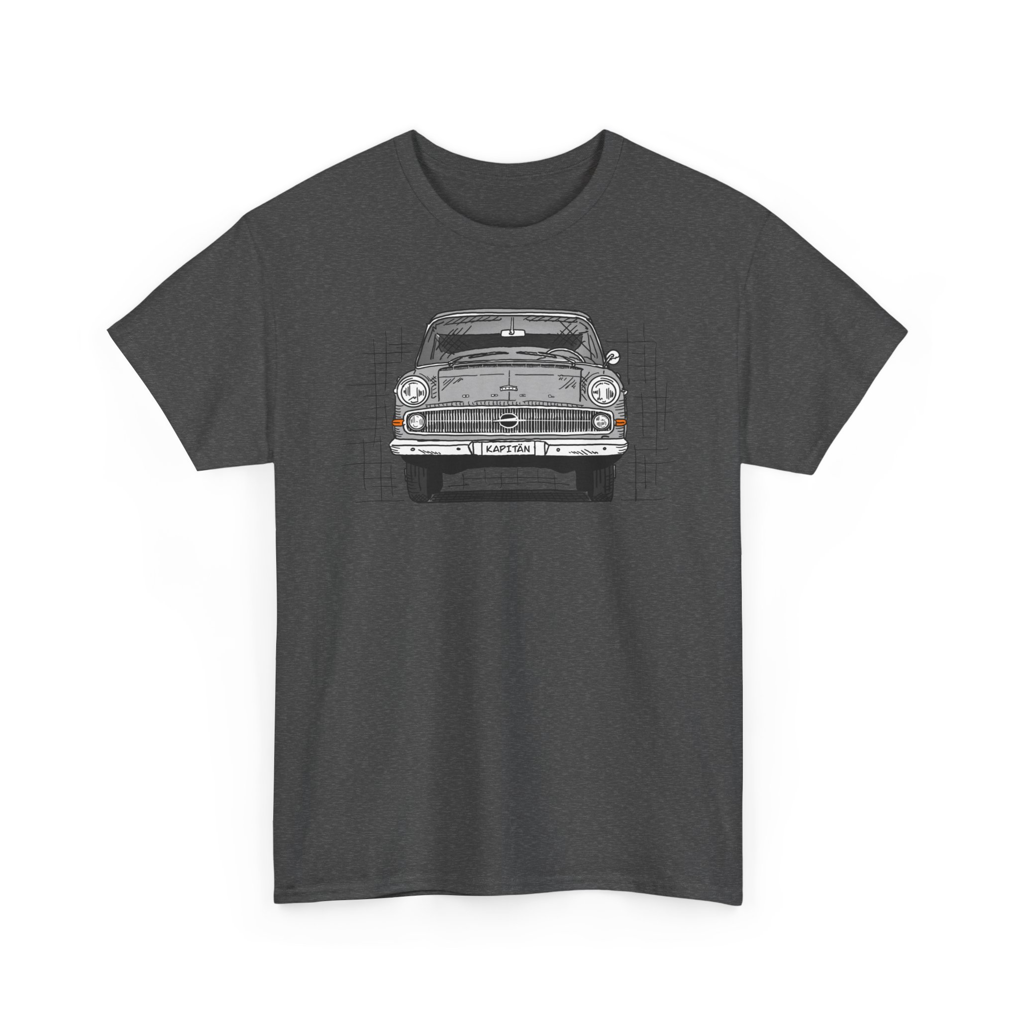 T-Shirt, Opel Kapitän P1, Strichzeichnung, Grau, personalisierbar – Bild 7