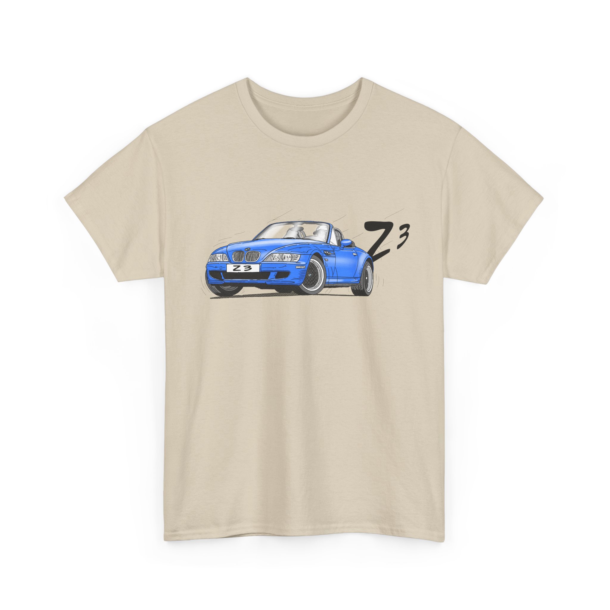 T-Shirt, BMW Z3, Strichzeichnung, Blau, personalisierbar – Bild 3