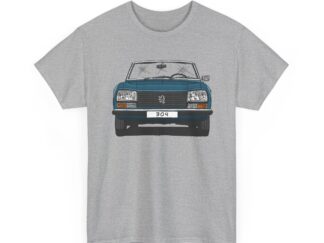 T-Shirt, Peugeot 304 Cabrio, Strichzeichnung, Grün, eigenes Kennzeichen möglich