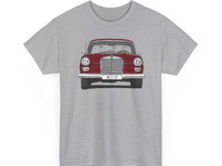 T-Shirt, Mercedes W110, Heckflosse, Strichzeichnung, Rot, Wunschkennzeichen möglich
