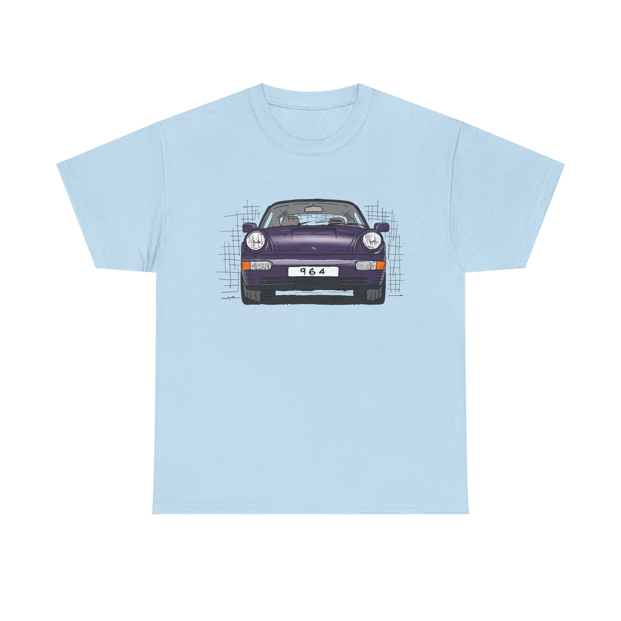 T-Shirt, Porsche 911, 964 Coupé, Strichzeichnung, Viola (30 Jahre Jubi), personalisierbar – Bild 25