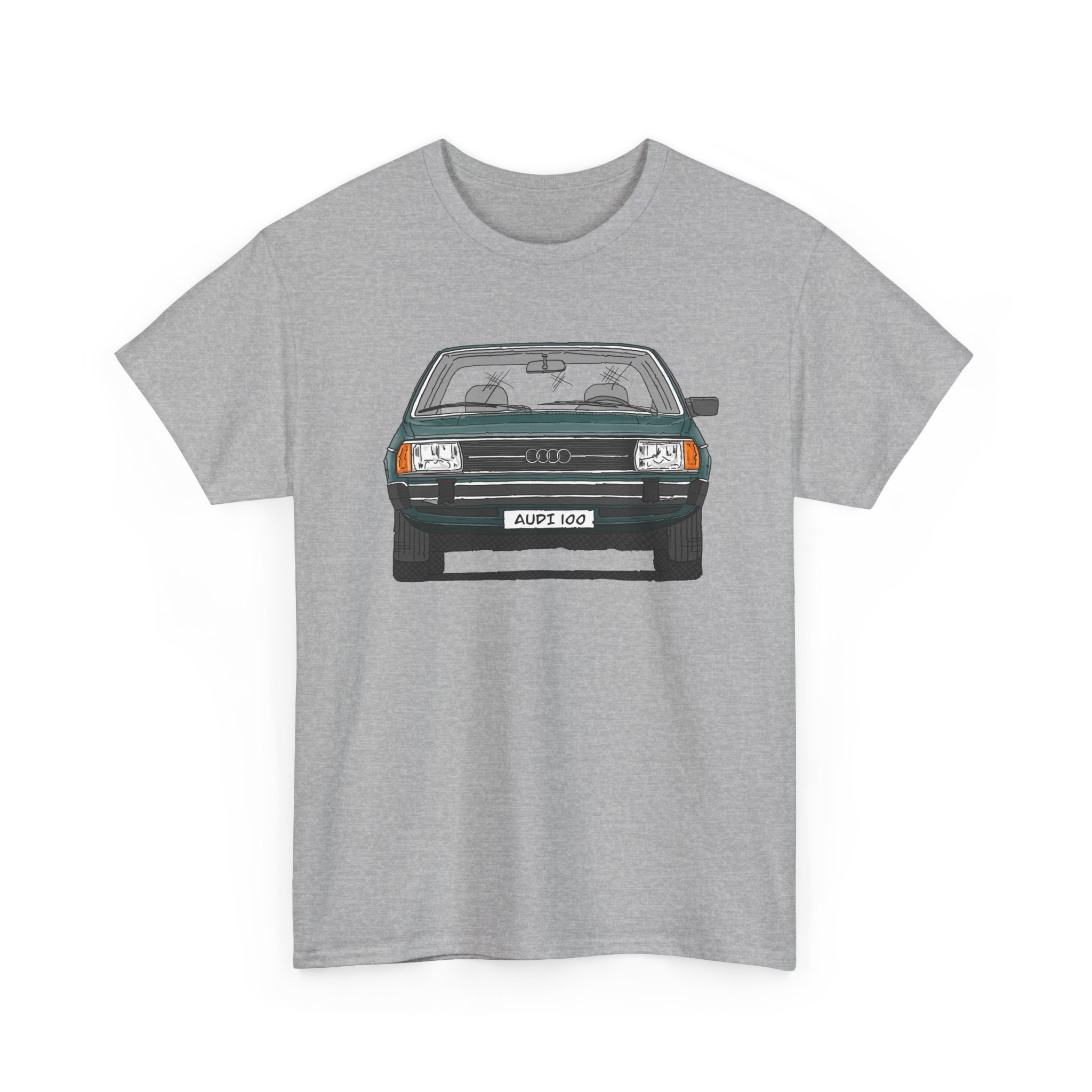 T-Shirt, Audi 100 C2, Strichzeichnung, Dunkelgrün, mit Kennzeichen personalisierbar – Bild 19