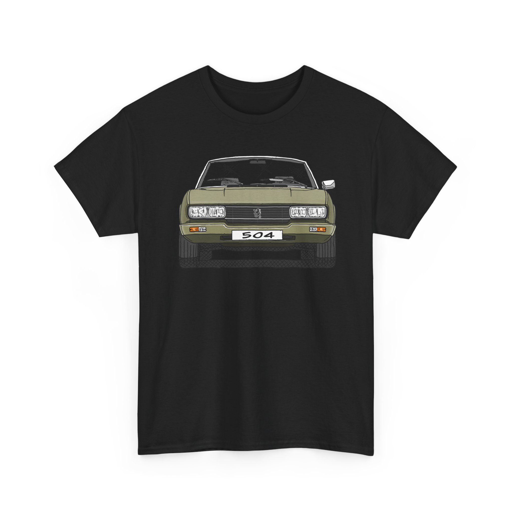 T-Shirt, Peugeot 504 Cabrio, Strichzeichnung, Grün, eigenes Kennzeichen möglich – Bild 2