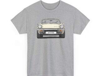 T-Shirt, Triumph Spitfire 1500, Strichzeichnung, Old English White, mit Kennzeichen personalisierbar