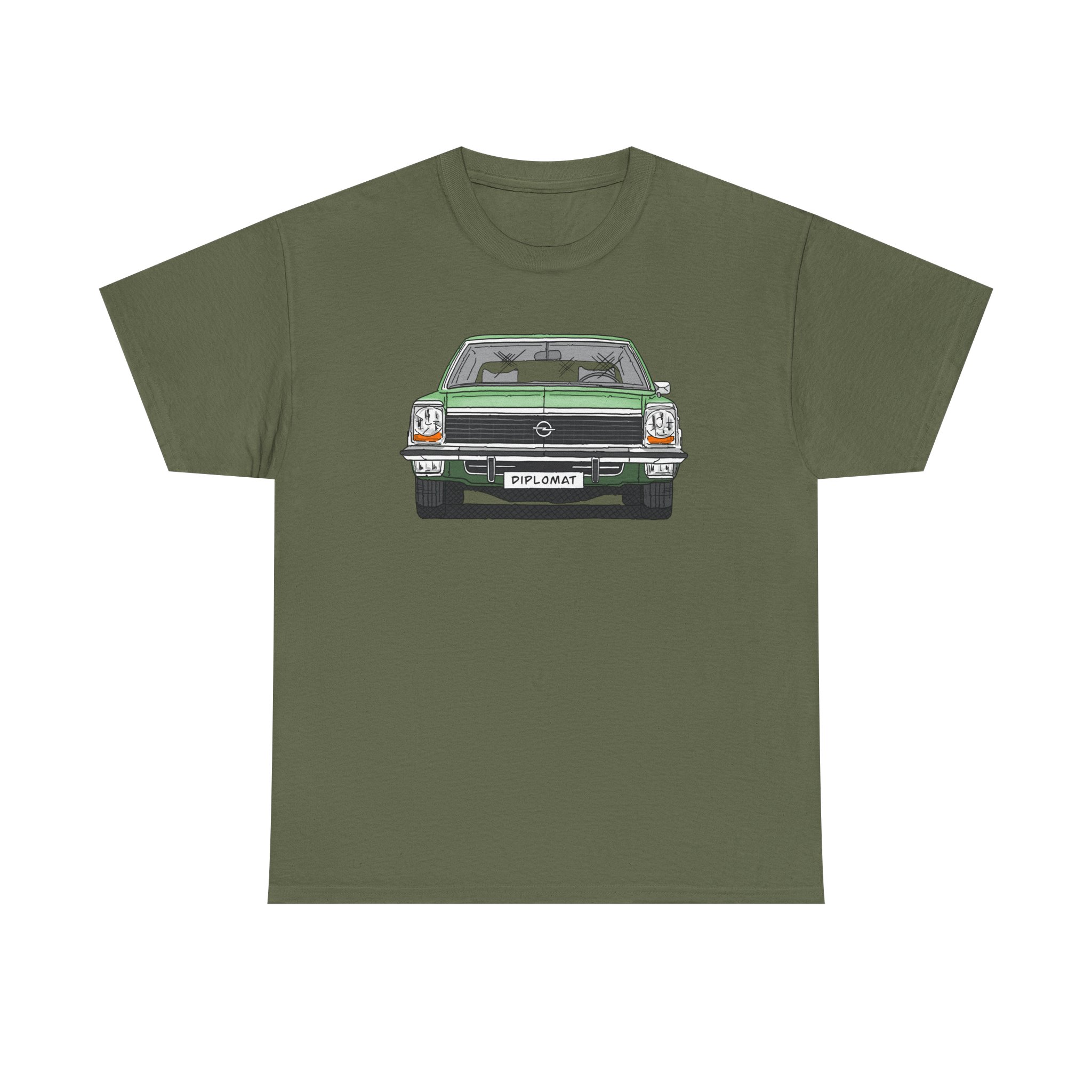 T-Shirt, Opel Diplomat B, Strichzeichnung, Grün, mit Kennzeichen personalisierbar – Bild 57