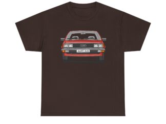 T-Shirt, Audi 200 C2, Strichzeichnung, Rot, mit Kennzeichen personalisierbar