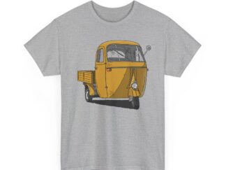 T-Shirt, Piaggio Ape, Strichzeichnung, Gelb, mit Kennzeichen personalisierbar