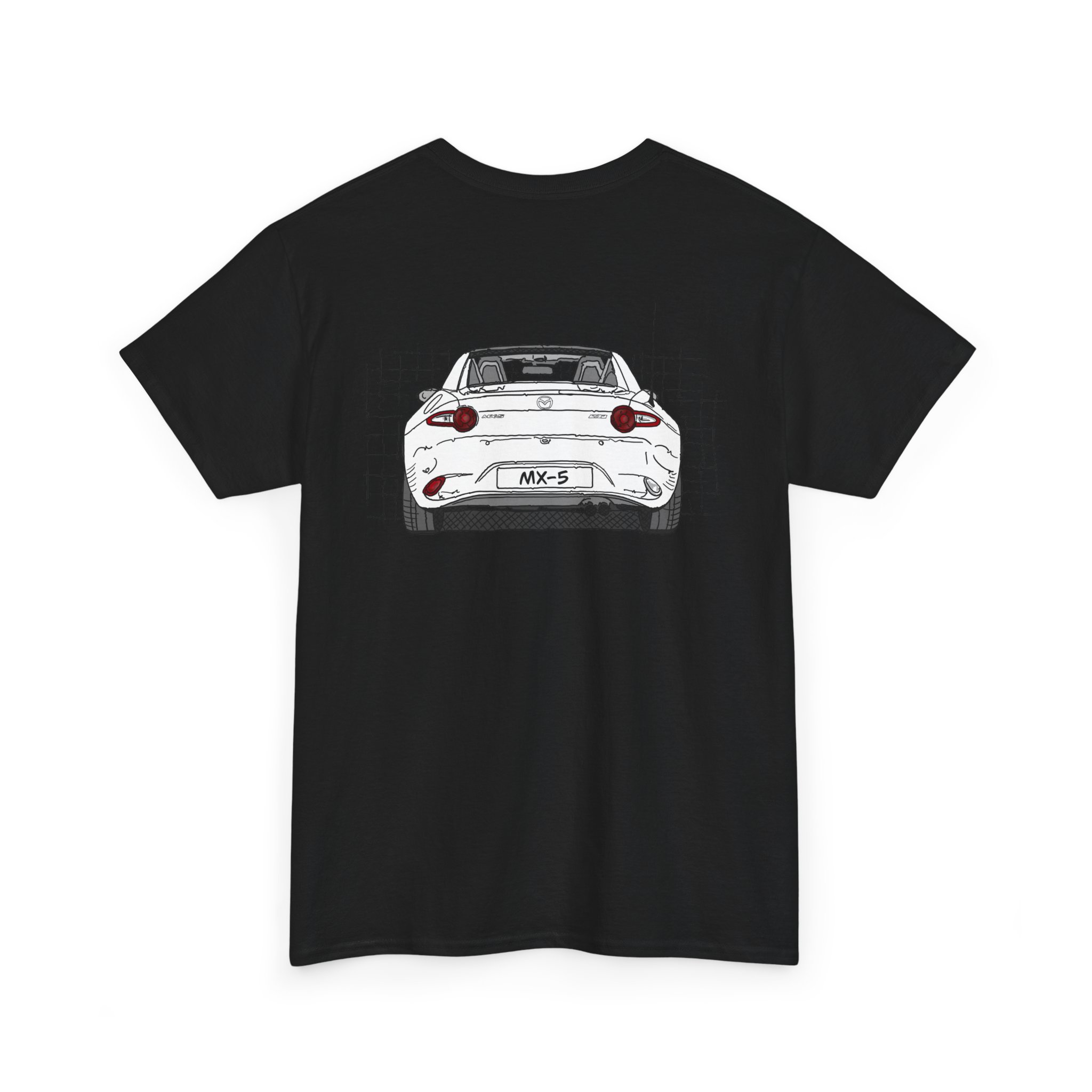 T-Shirt, Mazda MX-5 ND RF, Strichzeichnung, Weiß, beidseitig – Bild 40
