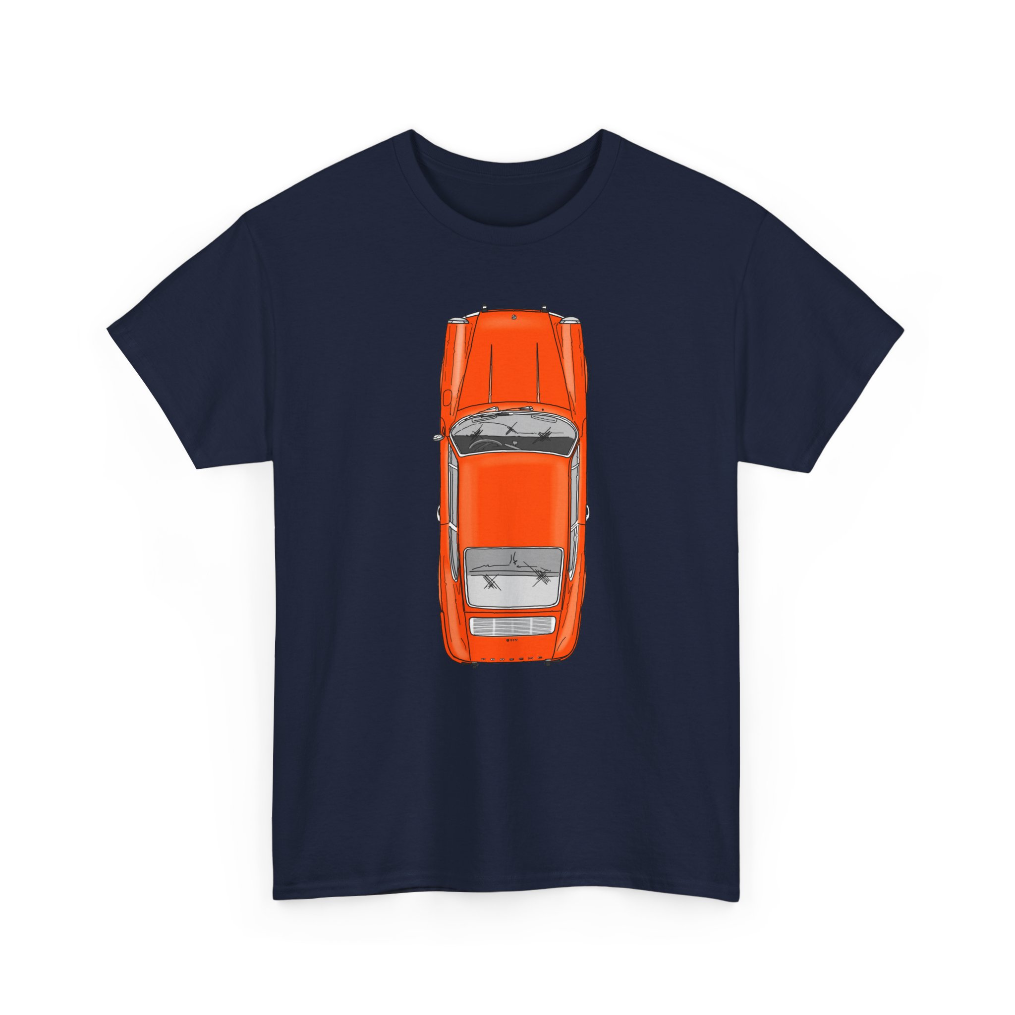 T-Shirt, Porsche 911 Coupé, F-Modell, Ur-Elfer, Top View, Orange – Bild 35