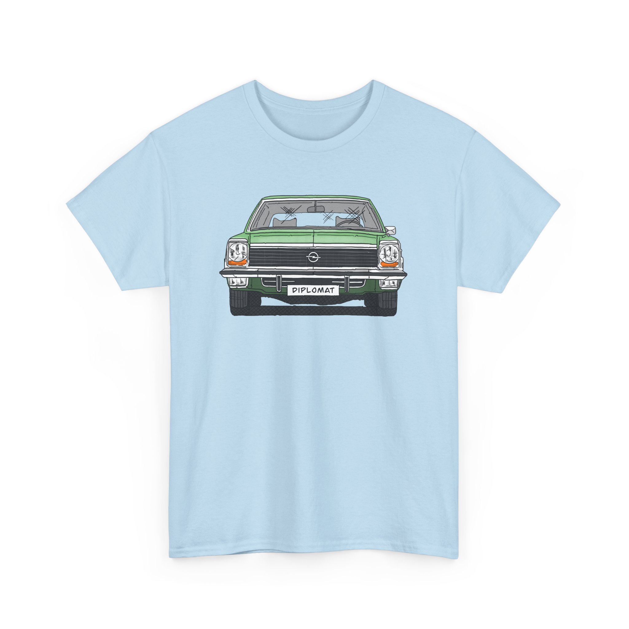 T-Shirt, Opel Diplomat B, Strichzeichnung, Grün, mit Kennzeichen personalisierbar – Bild 15