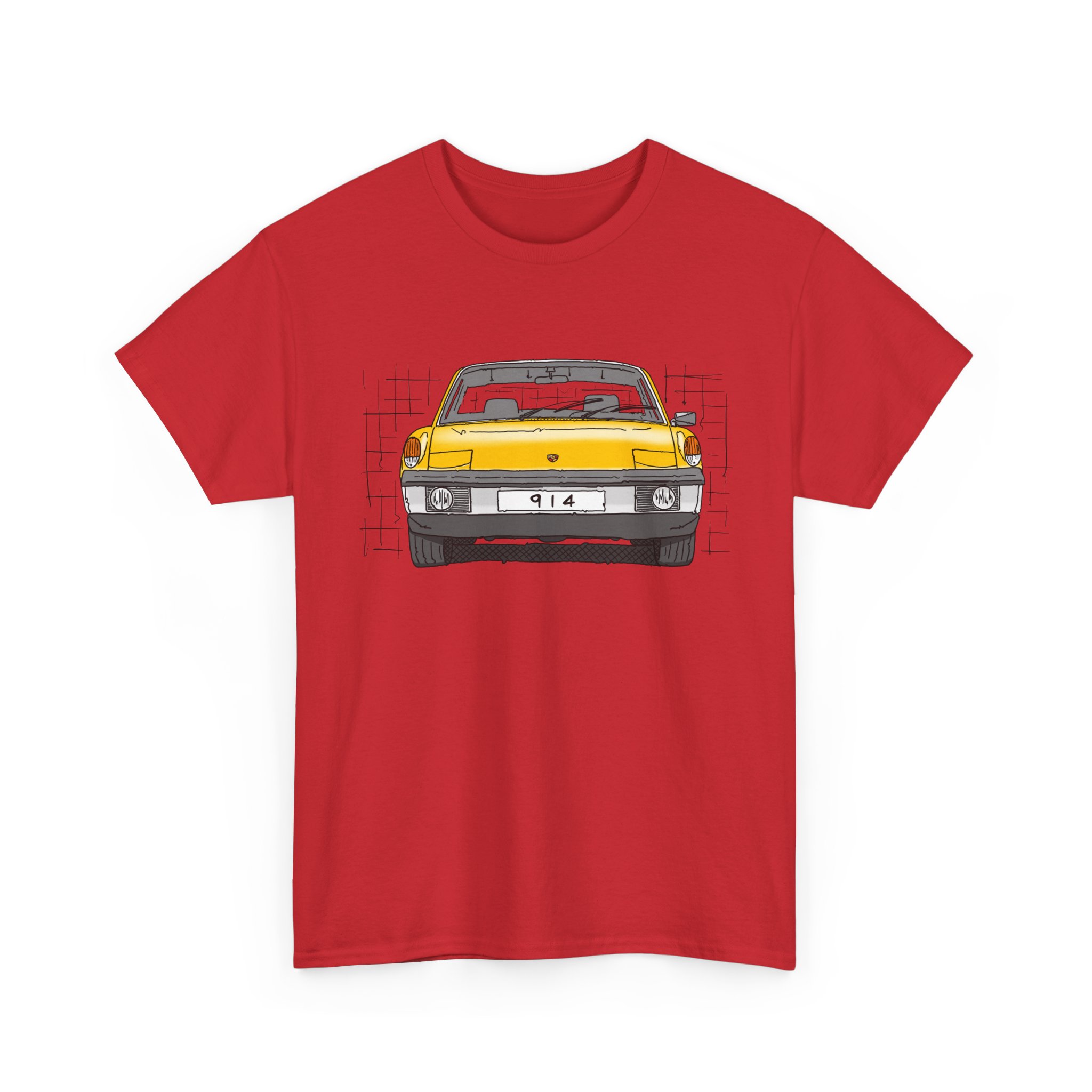 T-Shirt, Porsche 914, VW Porsche, Strichzeichnung, Gelb, personalisierbar – Bild 43