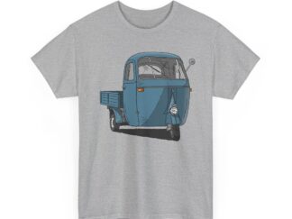 T-Shirt, Piaggio Ape, Strichzeichnung, Blau, mit Kennzeichen personalisierbar