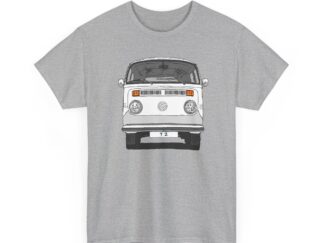 T-Shirt, VW T2, T2b, Bulli, VW Bus, Strichzeichnung, Weiß, Wunsch-Kennzeichen möglich