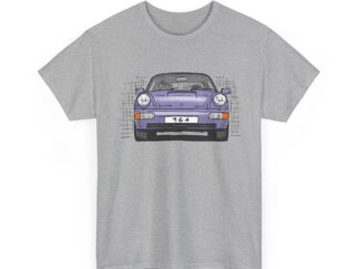 T-Shirt, Porsche 911, 964 Coupé, Strichzeichnung, Horizontblau (Lila), personalisierbar