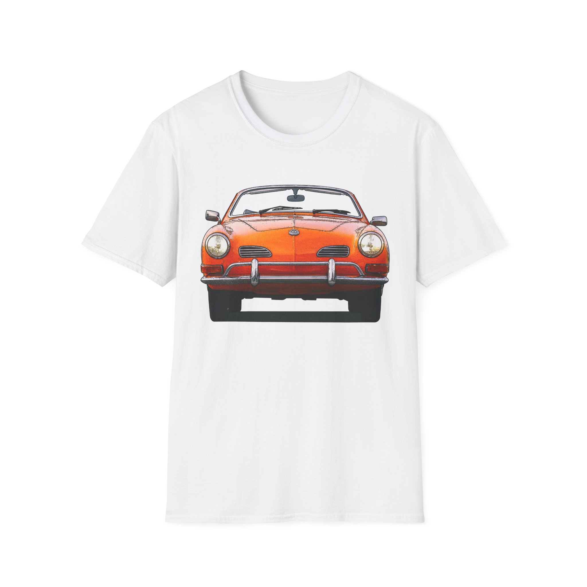 T-Shirt, Karmann-Ghia Typ14 Cabriolet, Orange, beidseitig bedruckt, mit Kennzeichen personalisierbar