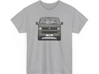 T-Shirt, VW T3, Bulli, VW Bus, Strichzeichnung, Oliv, mit Kennzeichen personalisierbar