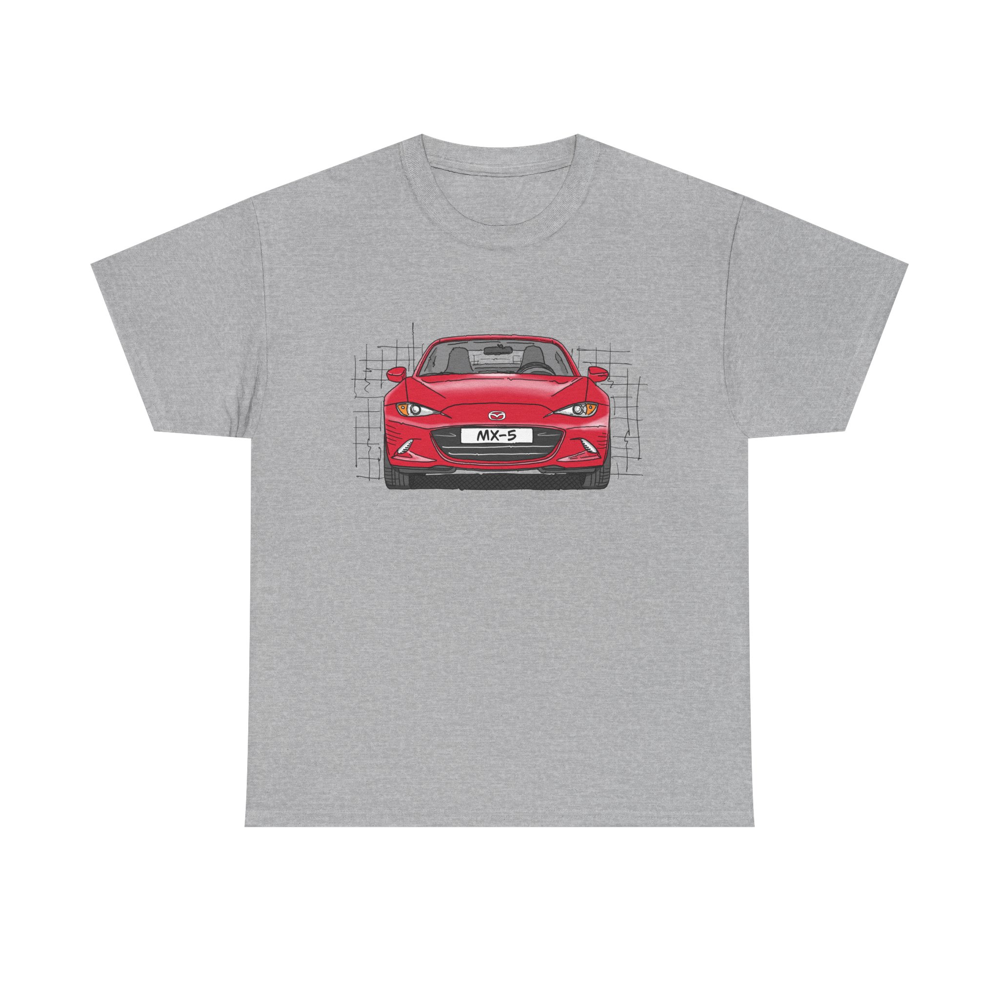 T-Shirt, Mazda MX-5 ND RF, Strichzeichnung, Rot, beidseitig – Bild 2