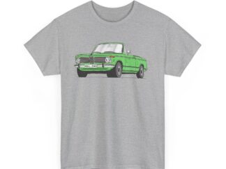 T-Shirt, BMW 02 Baur Cabrio, Strichzeichnung, Grün, eigenes Kennzeichen möglich