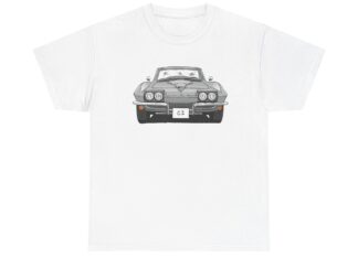 T-Shirt, Chevrolet Corvette C2, Strichzeichnung, Silber, eigenes Kennzeichen möglich