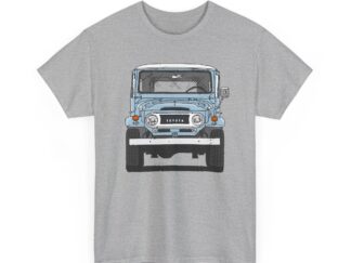 T-Shirt, Toyota Land Cruiser, Strichzeichnung, Hellblau, personalisierbar mit Kennzeichen